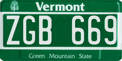VT license plate ZGB669