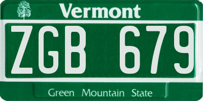 VT license plate ZGB679
