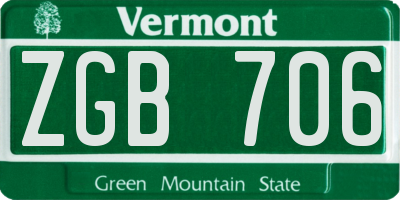 VT license plate ZGB706