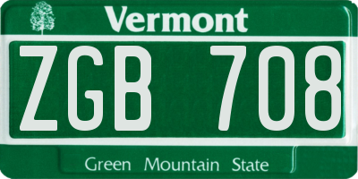 VT license plate ZGB708