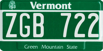 VT license plate ZGB722