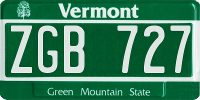 VT license plate ZGB727