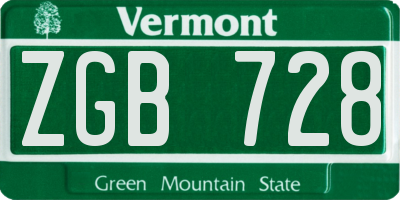 VT license plate ZGB728