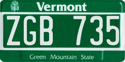 VT license plate ZGB735