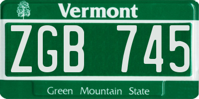 VT license plate ZGB745