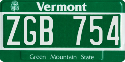 VT license plate ZGB754