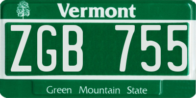 VT license plate ZGB755