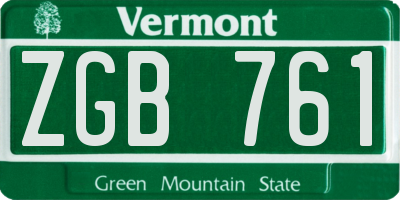 VT license plate ZGB761