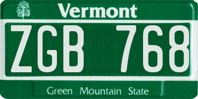 VT license plate ZGB768