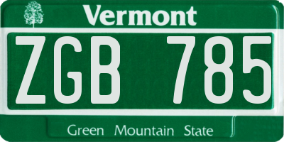 VT license plate ZGB785