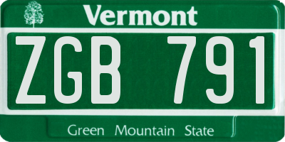 VT license plate ZGB791