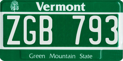 VT license plate ZGB793
