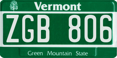VT license plate ZGB806