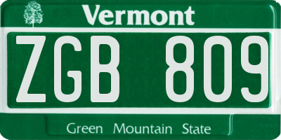 VT license plate ZGB809