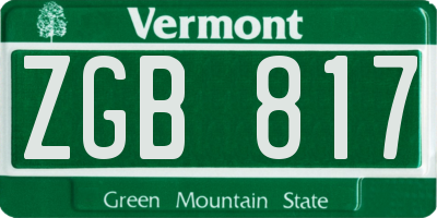 VT license plate ZGB817