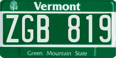 VT license plate ZGB819