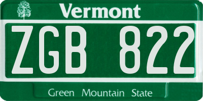 VT license plate ZGB822