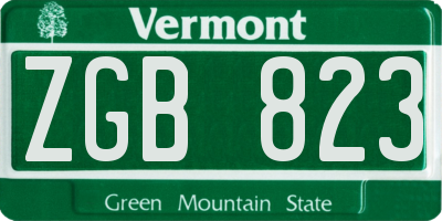 VT license plate ZGB823