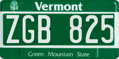 VT license plate ZGB825