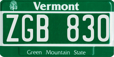VT license plate ZGB830
