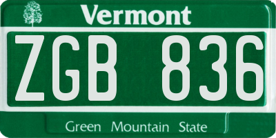 VT license plate ZGB836
