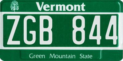 VT license plate ZGB844