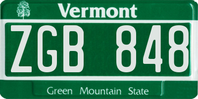 VT license plate ZGB848