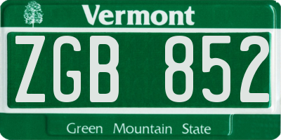 VT license plate ZGB852
