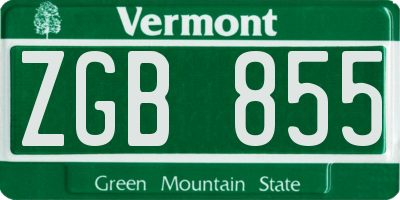 VT license plate ZGB855