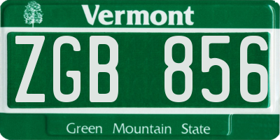 VT license plate ZGB856