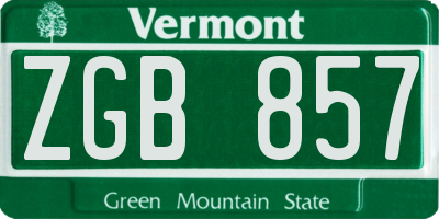 VT license plate ZGB857