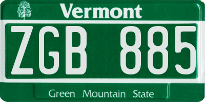 VT license plate ZGB885