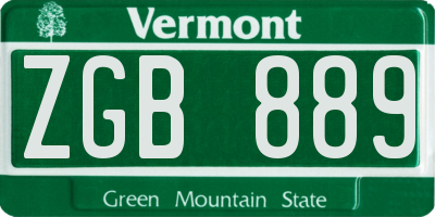 VT license plate ZGB889
