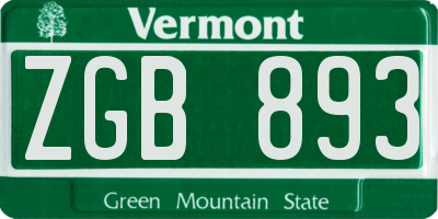 VT license plate ZGB893