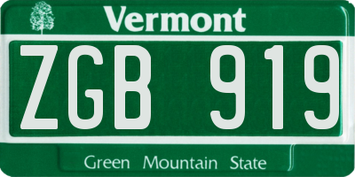VT license plate ZGB919