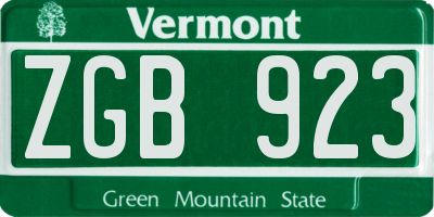 VT license plate ZGB923