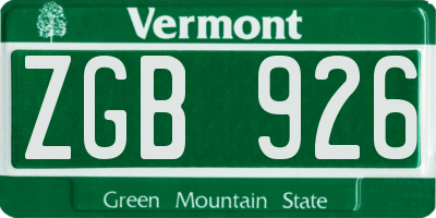 VT license plate ZGB926