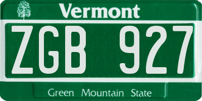 VT license plate ZGB927