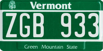 VT license plate ZGB933