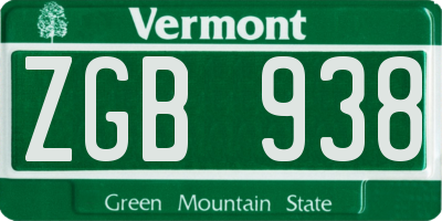 VT license plate ZGB938