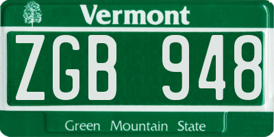 VT license plate ZGB948