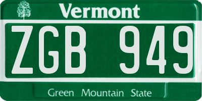 VT license plate ZGB949