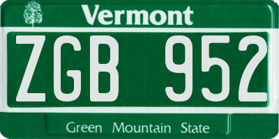 VT license plate ZGB952
