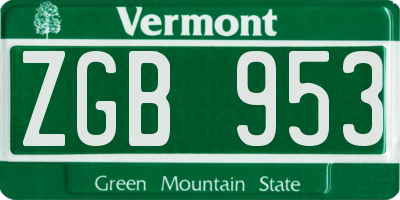 VT license plate ZGB953