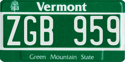 VT license plate ZGB959
