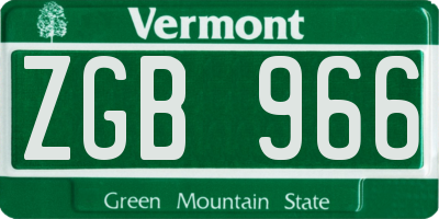 VT license plate ZGB966