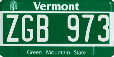 VT license plate ZGB973