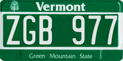 VT license plate ZGB977