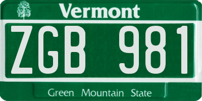 VT license plate ZGB981