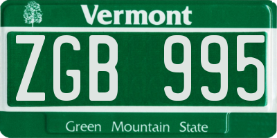 VT license plate ZGB995